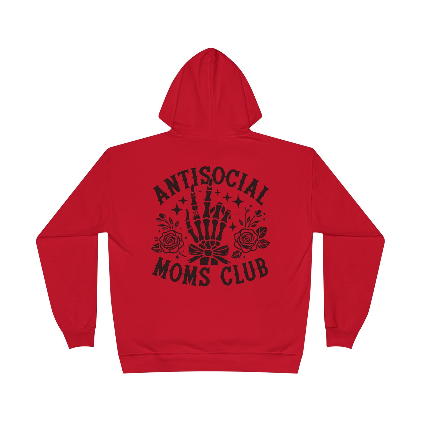 Antisocial Moms Club Hoodie — Skeletal Hand & Rose Graphic Pullover