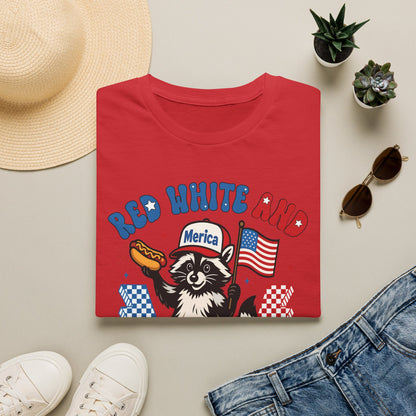 Red White and Feral T-Shirt — 'Merica Raccoon Patriotic Tee
