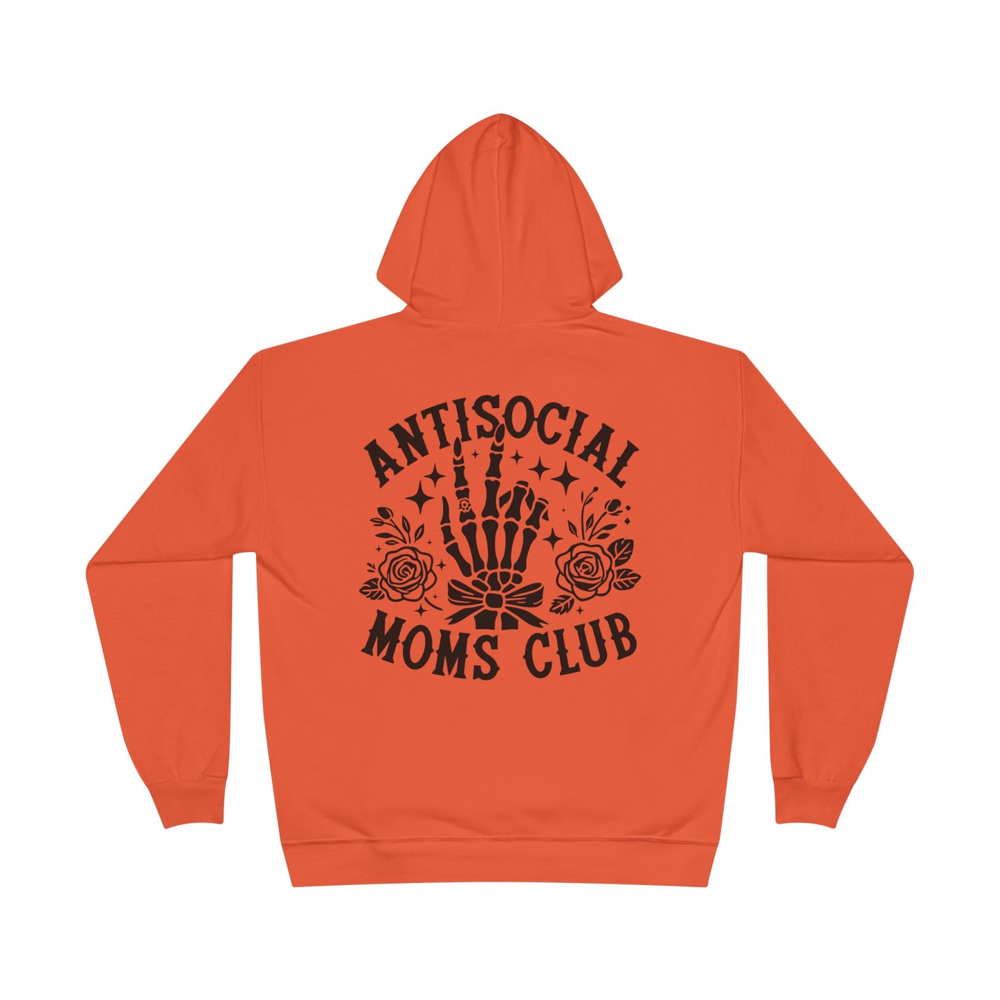 Antisocial Moms Club Hoodie — Skeletal Hand & Rose Graphic Pullover