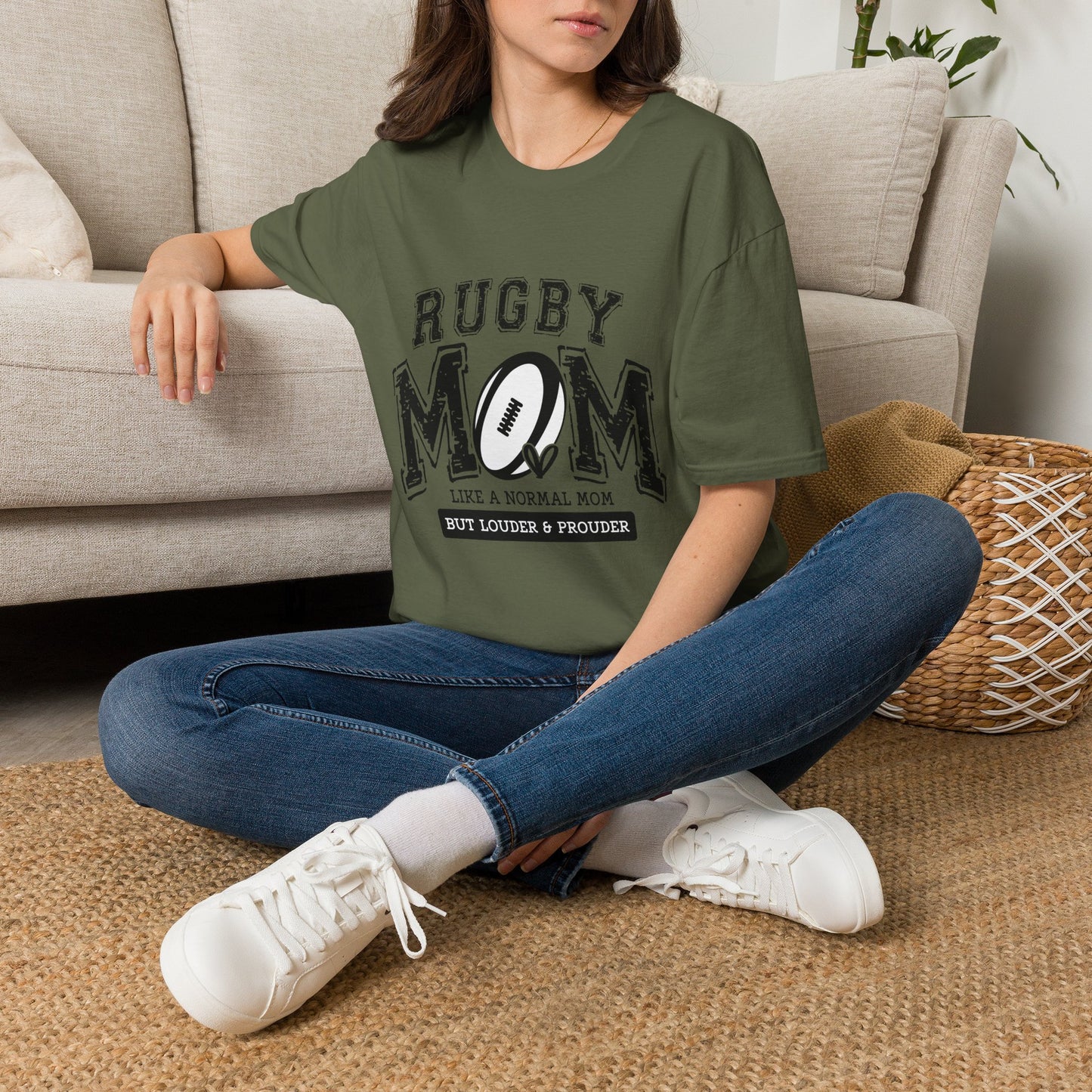 Rugby Mom T-Shirt — Distressed Football Design, Perfect Gift for Rugby Mothers