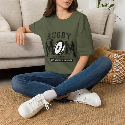Rugby Mom T-Shirt — Distressed Football Design, Perfect Gift for Rugby Mothers