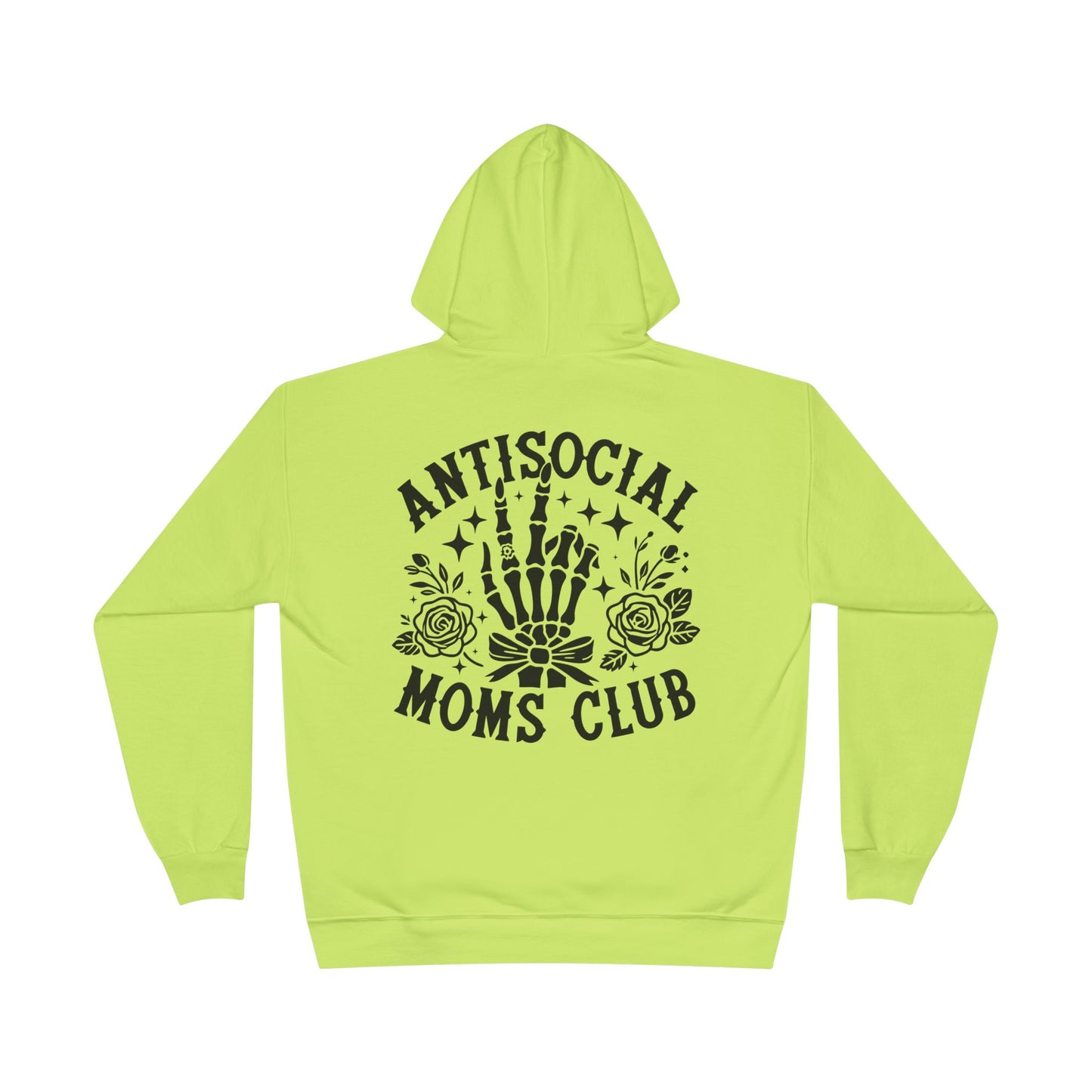 Antisocial Moms Club Hoodie — Skeletal Hand & Rose Graphic Pullover