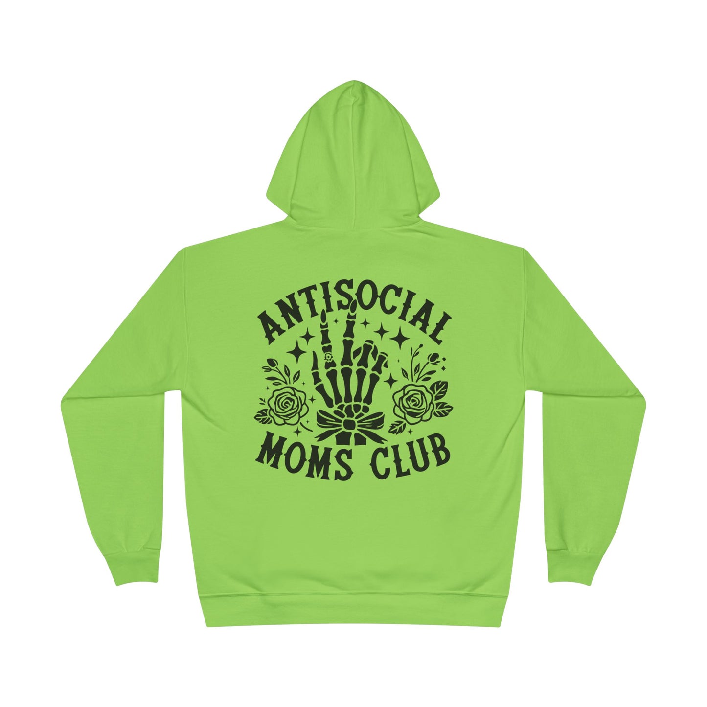 Antisocial Moms Club Hoodie — Skeletal Hand & Rose Graphic Pullover