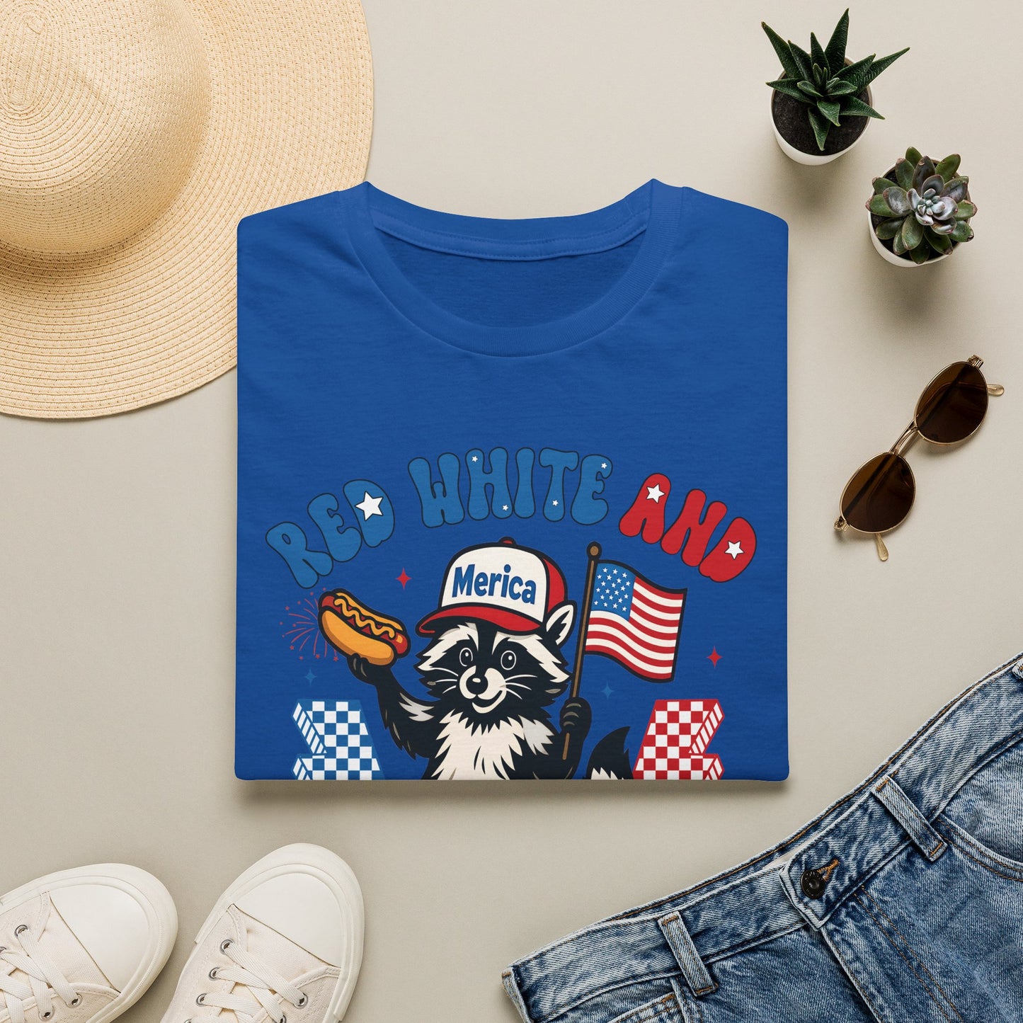 Red White and Feral T-Shirt — 'Merica Raccoon Patriotic Tee