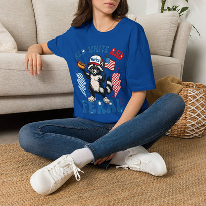 Red White and Feral T-Shirt — 'Merica Raccoon Patriotic Tee