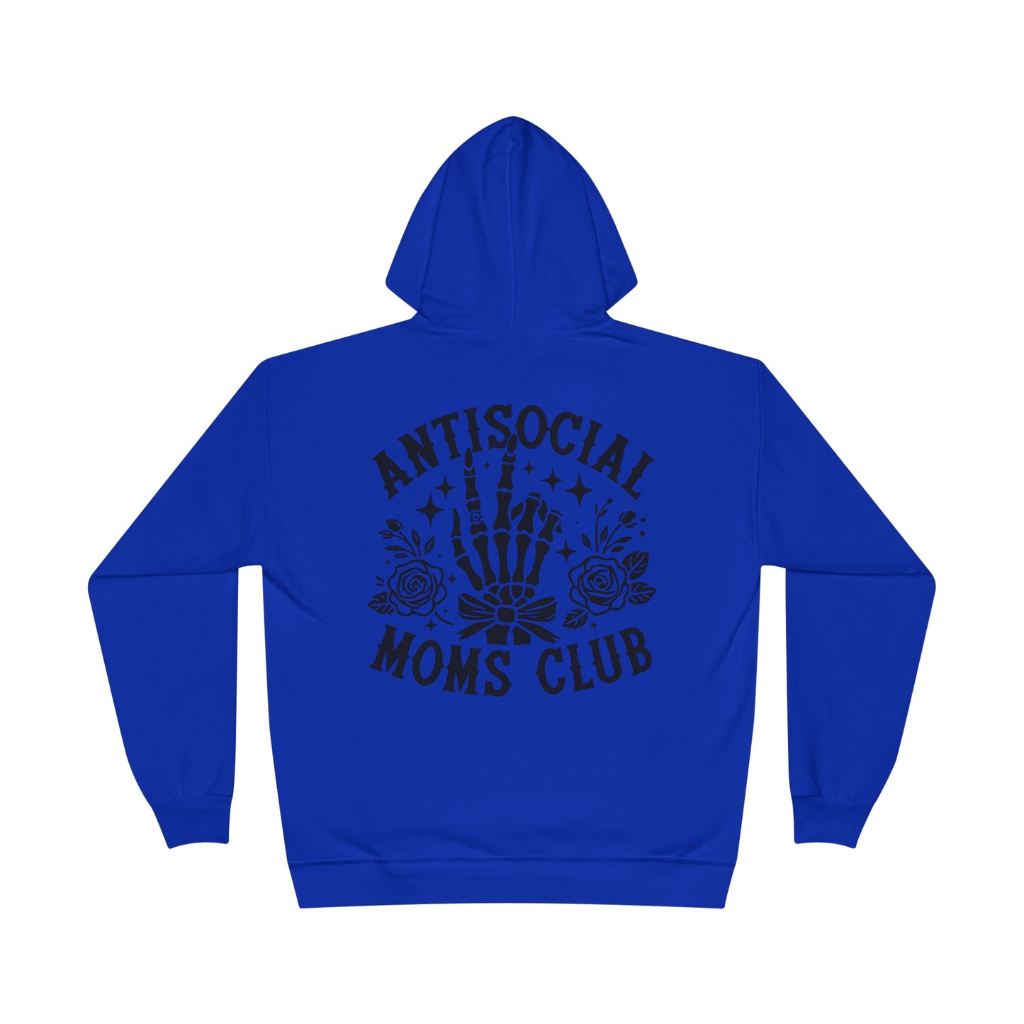 Antisocial Moms Club Hoodie — Skeletal Hand & Rose Graphic Pullover