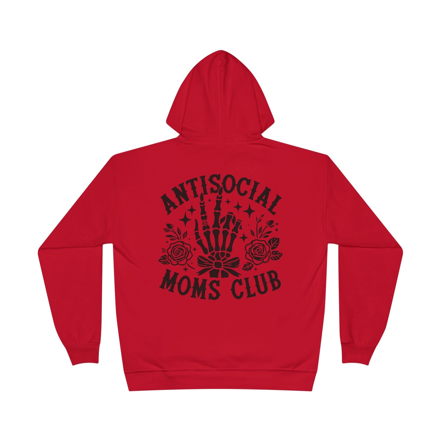 Antisocial Moms Club Hoodie — Skeletal Hand & Rose Graphic Pullover