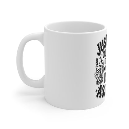 Mug — "Just a Mom Out Here Trying Not to Raise Assholes" Funny Ceramic Coffee Cup