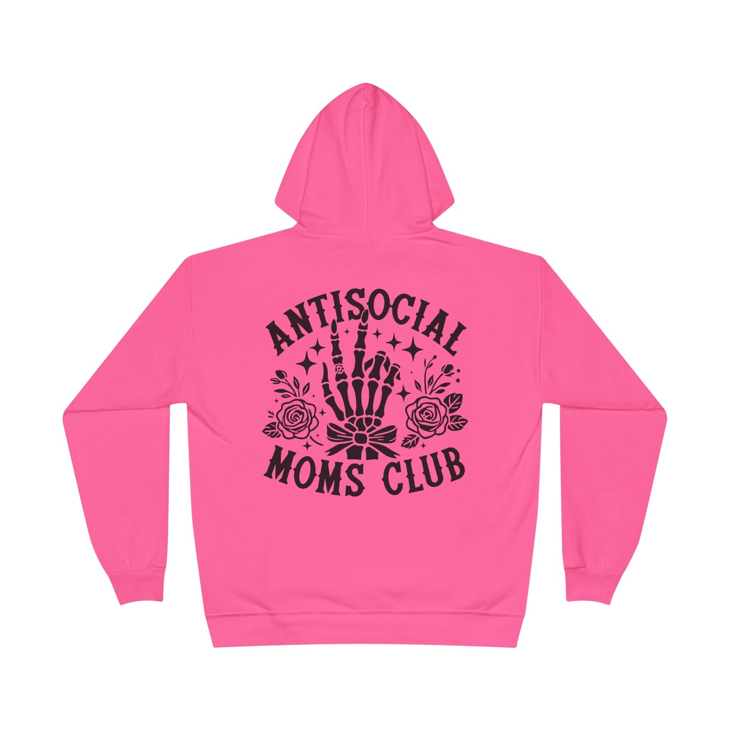 Antisocial Moms Club Hoodie — Skeletal Hand & Rose Graphic Pullover