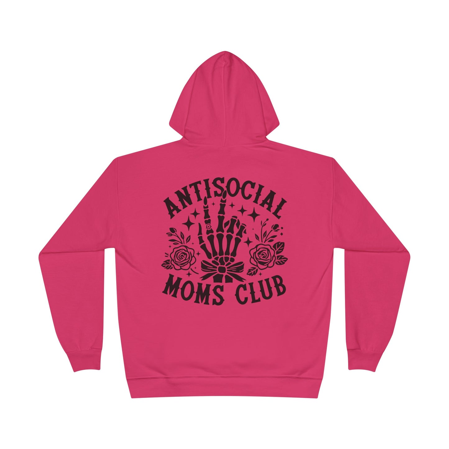 Antisocial Moms Club Hoodie — Skeletal Hand & Rose Graphic Pullover