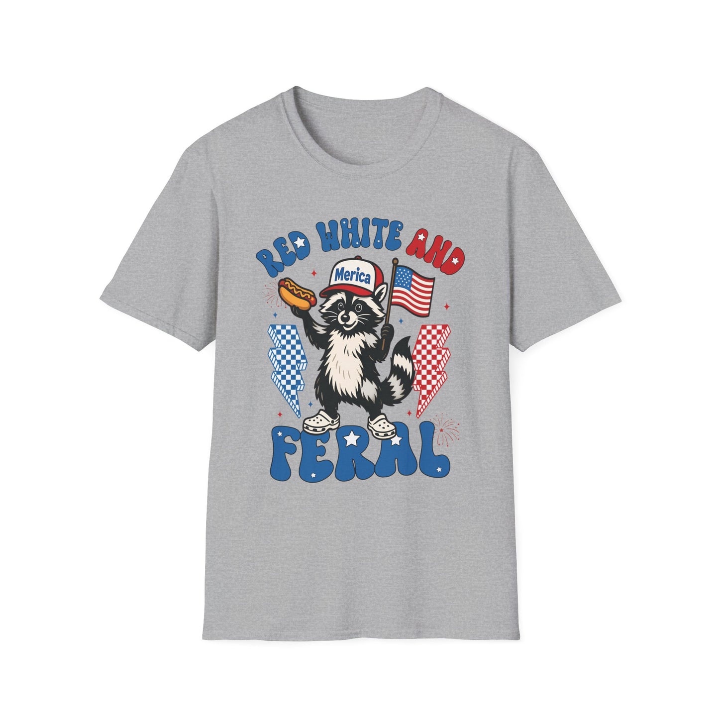 Red White and Feral T-Shirt — 'Merica Raccoon Patriotic Tee